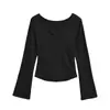 Camiseta Feminina de Botão Manga Longa 'Pure Desire Hot Girl' Outono 2025 Nova Slim Fit Curta Camisa Base Top Casual