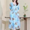 Novo Vestido de Verão Elegante de Algodão e Seda para Jovens Tamanho Plus Alta Qualidade Estilo Chinês Novo para Usar por Cima