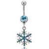 Nueva Joyería para Piercing de Ombligo Transfronteriza Estilo Europeo y Americano Colgante de Copo de Nieve y Flor con Pedrería Anillos y Tachuelas para Ombligo Venta al por Mayor