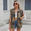 Roupas Femininas Transfronteiriças Europeias e Americanas Amazon AliExpress Jeans Lavado Novo Solto Estampa de Leopardo Colete Top de Ombro