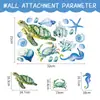 Adesivo de Parede Desenho Animado Golfinho Oceano de Verão Animal Subaquático Quarto Infantil Quarto Autoadesivo Adesivo de PVC Decoração de Banheiro