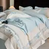 Conjunto de quatro peças de algodão de fibra longa de Xinjiang de alta qualidade, cor nude para dormir, capa de edredom bordada 100% algodão puro, roupa de cama