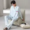 Algodón Puro Pijama de Pareja para Hombre para Primavera y Otoño, Holgado, Casual, Transpirable, 100% Algodón, Adecuado para Usar al Aire Libre como Ropa de Casa en Otoño