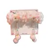 Horquilla de Hanfu de Mariposa de Invierno para Niñas Pequeñas, Pinza para el Cabello de Tela Floral con Pompones y Borlas, Estilo Fresco Rosa