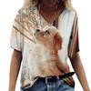 Camiseta de manga corta con cuello en V y estampado de conejo para mujer, estilo europeo y americano, de Amazon, combinable con todo, 2025