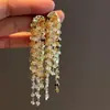 Pendientes Exagerados Chapados en Oro Cobre con Lentejuelas Metálicas, Borlas de Cadena, Pendientes Largos, Colgantes de Oreja Estilo Festivo para Mujer