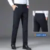 Pantalones casuales de alta gama italianos para hombre, pantalones de traje rectos holgados elásticos de otoño e invierno, pantalones largos de invierno para hombre