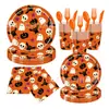 Transfronterizo Nuevo Producto Calavera de Halloween Calabaza Murciélago Desechable Dibujos Animados Vajilla Suministros para Fiestas Platos de Papel Desechables
