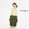 Pantalones Cargo Rectos Versátiles para Niñas con Bolsillos Grandes y Bolsillo de Lazo Estilo Otoño