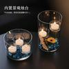 Porta-Velas de Vidro à Prova de Vento Estilo Europeu Criativo Jantar à Luz de Velas Ornamentos Decorativos Porta-Velas de Paisagem Criativo Vela Doméstica