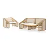 Sofá Trançado de Rattan para Exterior Conjunto de Três Peças para Lazer em Pátio, Varanda Modelo de Cadeira de Rattan Móveis para Sala Modelo, Hotel, Villa, B&B