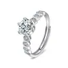 Anillo de Plata de Ley S925 con Moissanita de Panal para Mujer, Anillo de Joyería de Moda, Sencillo y Versátil, Venta al por Mayor Transfronteriza Europea y Americana