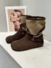 Botas Western de Lona y Piel Suave para Mujer Estilo Otoño 2026 Botas de Plataforma Chica Popular Botas Martin de Suela Suave que Aumentan la Altura Botas de Motocicleta Atractivas