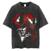 [Lavado Transfronterizo] Camiseta Retro de Algodón Lavada de Superhéroe Marvel Spider-Man Vengadores Hip-Hop Street para Hombres y Mujeres