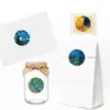 Hk083-T Adesivos Redondos Decorativos de Pintura Artística, Adesivos Selantes Autoadesivos para Envelopes de Cartão de Cumprimentos, Adesivos Noite Estrelada