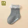 Nuevos Calcetines de Algodón Peinado Clase A para Bebés y Niños Pequeños Estilo Primavera y Otoño para Niñas, Calcetines de Media Caña con Encaje de Dibujos Animados de Princesa, Venta al por Mayor Transfronteriza 1