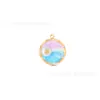 Venta Caliente Transfronteriza Pintura al Óleo Jardín de Monet Colgante de Gota de Aceite de Acero Inoxidable Collar Pendientes de Cadena de Lana Joyería DIY