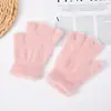 Guantes sin dedos de imitación de visón para Otoño e Invierno, Guantes de felpa corta de medio dedo para escribir, Guantes de punto simples y cálidos para la oficina de Invierno