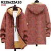 Chaqueta de Nuevo Estilo Transfronteriza con Elementos de Patrón Multicolor, Cárdigan con Capucha y Cremallera 88, Abrigo de Algodón Polar Espeso de Invierno con Forro Amarillo