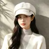 Boina versátil vintage que faz o rosto parecer menor, chapéu octogonal estilo newsboy japonês para mulheres, primavera, outono, inverno, para cabeça grande, estilo britânico