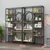 Partición Calada de Hierro Nuevo Estante de Almacenamiento Mampara de Entrada Estantería Gabinete Decorativo de Oficina de Pie Vitrina Multicapa
