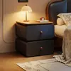 Mesa de cabeceira preta, estilo vintage, madeira maciça, novo modelo 2026, para uso doméstico, quarto, luxo leve, design de alta qualidade, pequeno armário de armazenamento de cabeceira