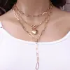 Novo design senso colar de três camadas feminino moda Rede vermelha Corrente de clavícula Outono 2020 Novo corrente de pescoço corrente de suéter