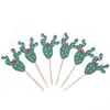 Topo de Bolo Cacto Tema Havaiano Festa Festa Confeitaria Decoração de Bolo Suprimentos 6 Peças/Pacote