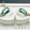 Anel de Jade Azul Água Tipo Gelo Grau A Natural, Aro Liso Estilo Barra Quadrada, Anéis de Casal Unissex, Anel de Cauda de Jade