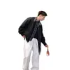 Jaqueta de retalhos xadrez Melard marrom com lapela para homens, jaqueta de beisebol estilo retro americano cleanfit para primavera e outono