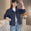Chamarra corta tipo cortavientos para mujer con cuello, colección primavera/otoño 2026, popular, de color liso, versátil, casual y a la moda, perfecta para figuras petite