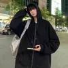 Moletom cardigã liso para homens, estilo primavera/outono, marca americana da moda, forrado com fleece para aquecimento, jaqueta com capuz, peça para casal, agasalho de outono
