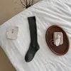 Youjiaxiu Calcetines para Mujer Otoño Invierno Nuevos Estilo Coreano Color Sólido Estilo Ins Calcetines Apilables Canalé 3D Hasta la Pantorrilla Calcetines de Algodón