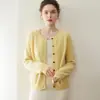 Nuevo Cárdigan de Punto 100% Cachemira para Otoño e Invierno para Mujer Cuello Redondo Color Sólido Manga Larga Suelto Moda Versátil Abrigo Cálido