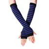 Verano manga larga protector solar rayada fabricantes al por mayor tejido dedo medio dedo de la mano muñeca moda mujer