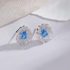 Pendientes de Tachuela Lujosos Ligeros Micro-Incustados con Circonita Aaaaa y Diamantes Completos con Piedra Principal de Corindón Rojo, Elegantes y con Estilo en Plata 925