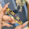 Pulsera elegante de imitación de amatista natural para mujer, de alta gama, con diamantes de imitación y copos de nieve, color turmalina, pulsera de tesoro a presión.