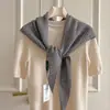 Bufanda Triangular de Punto Beige con Calados para Mujer, Chal, Chaleco, Bufanda para el Cuello, Falda de Alta Gama, Bufanda para la Cintura, Bufanda Cinturón