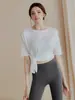 Top de yoga ligero y holgado de verano directo de fábrica para mujer, cubre para fitness, camiseta de manga corta de secado rápido para correr talla grande