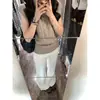 Calça Jeans Branca Longa de Cintura Baixa Elástica Flare para Mulheres Altas, Inverno, Caimento Solto, Emagrecedora, Bootcut Comprimento Total