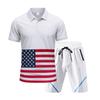 Estación Independiente Transfronteriza Nuevo Verano Americano para Hombre Traje Casual de Seda Helada Transpirable con Polo de Manga Corta y Pantalones Cortos para Hombre