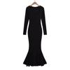 Kardashian hot girl bainha vestido rabo de peixe feminino 2023 outono estilo europeu e americano gola quadrada cintura apertada vestido sexy emagrecimento
