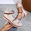 Nuevas Sandalias de Cuña con Suela Gruesa Transfronterizas 2026 para Mujer, Calzado de Verano para Exteriores, Sandalias de Una Correa con Hebilla de Talla Grande Europeas y Americanas para Mujer
