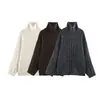 Ins ropa de mujer estilo europeo y americano al por mayor 2026 tejido de punto trenzado cuello alto grueso cálido holgado perezoso suéter de punto pullover