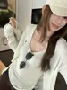 KAPOKConjunto de Dos Piezas Cardigan de Punto Tencel Estilo Old Money Sin Botones + Chaleco Versátil Sin Mangas 26771