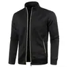 Jaqueta Masculina de Cor Sólida Outono Inverno Zíper Longo Manga Tricotada Forro de Lã Fina Top Tendência Casaco Suéter Tamanho Plus Masculino