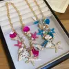 Collar Transfronterizo Europeo y Americano de Conchas y Estrellas de Mar, Cadena para Clavícula Personalizada y de Moda Estilo Vacaciones en la Playa, Joyería de Nicho con Diseño Único para Mujeres