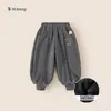 Ropa para Niños Bangxuan 2026 Invierno Nuevo Pantalones Jogger para Niños con Forro de Felpa, Pantalones de Chándal Cálidos para Niñas, Pantalones Sueltos para Niños