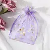 Bolsa de gasa con cordón con patrón de corazón de melocotón dorado, bolsa de malla de perlas, bolsa para joyas de mano, bolsa de cosméticos, tamaño pequeño