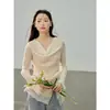 Camisa de Encaje con Textura Floral Estilo Retro Geming para Mujer, Blusa Nueva de Manga Larga para Primavera Bn0140D